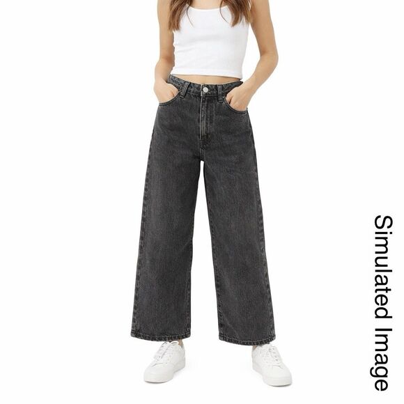 Levi's Denim - Levis Premium Baggy Dad Jeans Womens 25 (27x27) Black Wide Leg 100% Cotton